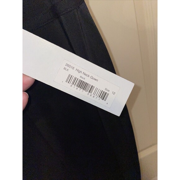 Ieena For Macduggal High Neck Gown Size 12 Black Faux Jewels Going Out Party NWT - Picture 3 of 14